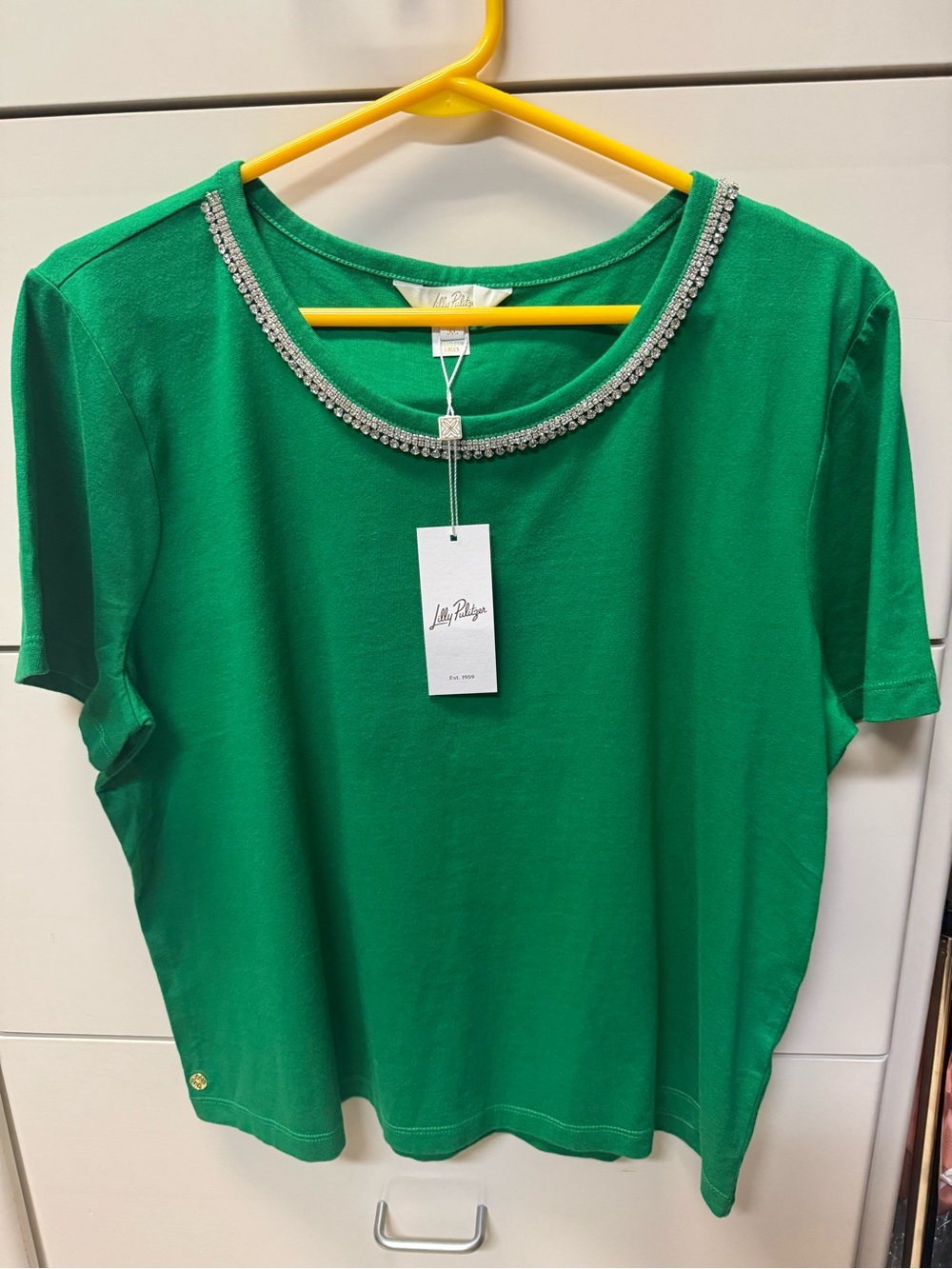 Lilly Pulitzer Emerald Green Short-Sleeve Tee with Crystal Trim